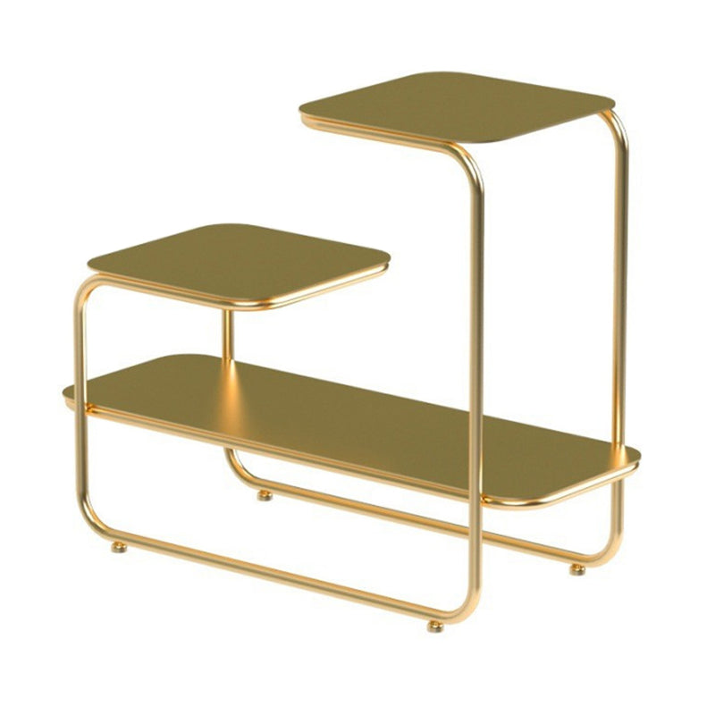 Square Sleigh Base Design Metal Table Medieval Modern Style with Storage Rack Side Table