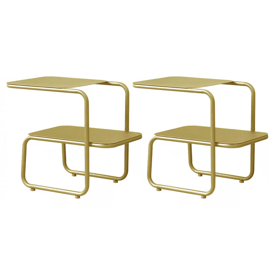 Square Sleigh Base Design Metal Table Medieval Modern Style with Storage Rack Side Table