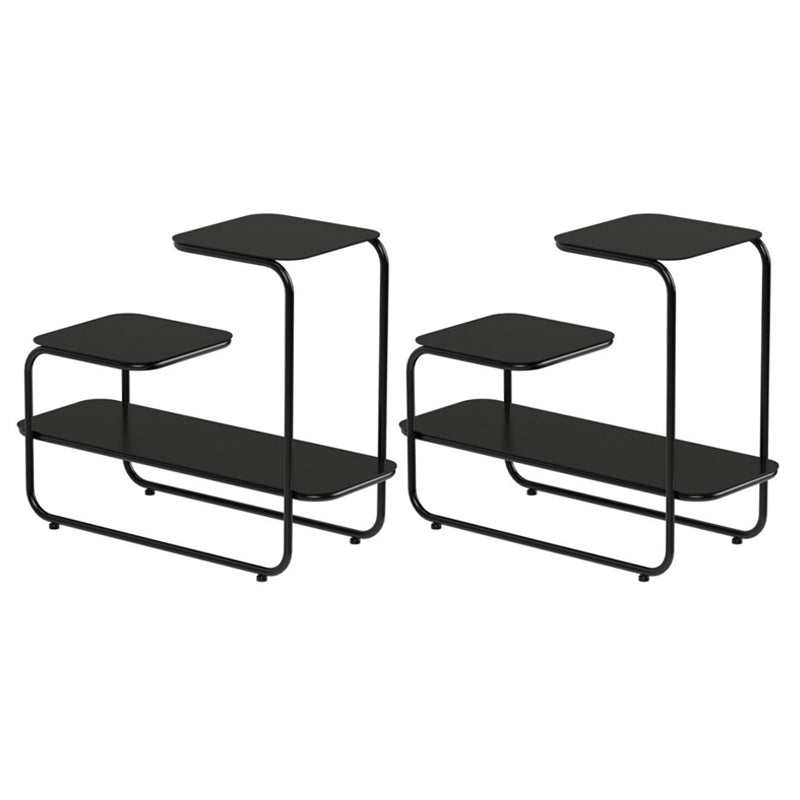 Square Sleigh Base Design Metal Table Medieval Modern Style with Storage Rack Side Table