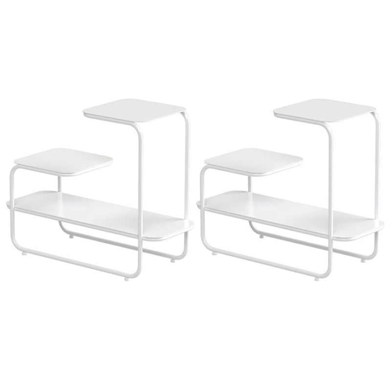 Square Sleigh Base Design Metal Table Medieval Modern Style with Storage Rack Side Table