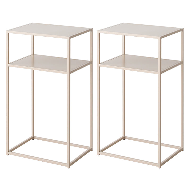 Mid-Century Rectangle Top Side Table 27.5-inch Iron Frame End Table with Shelf