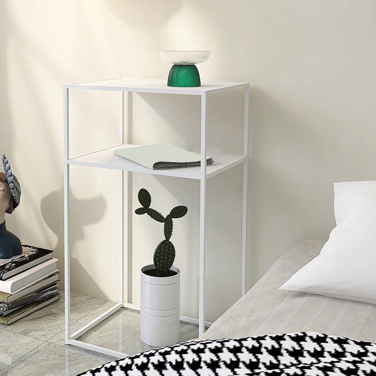 Mid-Century Rectangle Top Side Table 27.5-inch Iron Frame End Table with Shelf