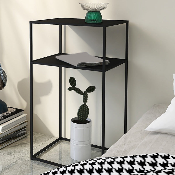Mid-Century Rectangle Top Side Table 27.5-inch Iron Frame End Table with Shelf