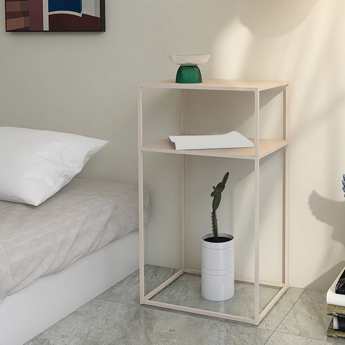 Mid-Century Rectangle Top Side Table 27.5-inch Iron Frame End Table with Shelf