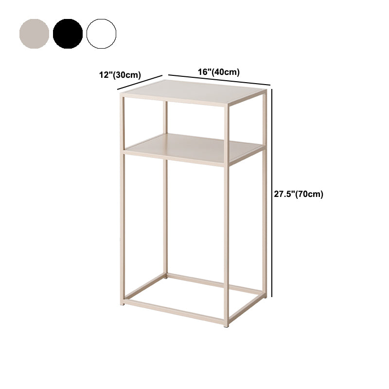 Mid-Century Rectangle Top Side Table 27.5-inch Iron Frame End Table with Shelf