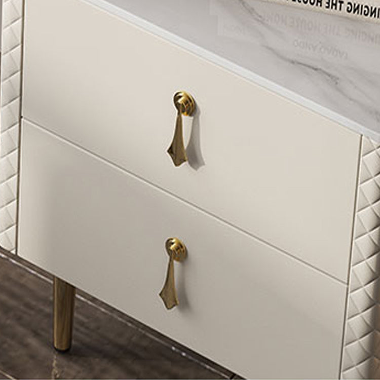 Slate Top Makeup Vanity Set with Drawer, Glam Wooden Dressing Table