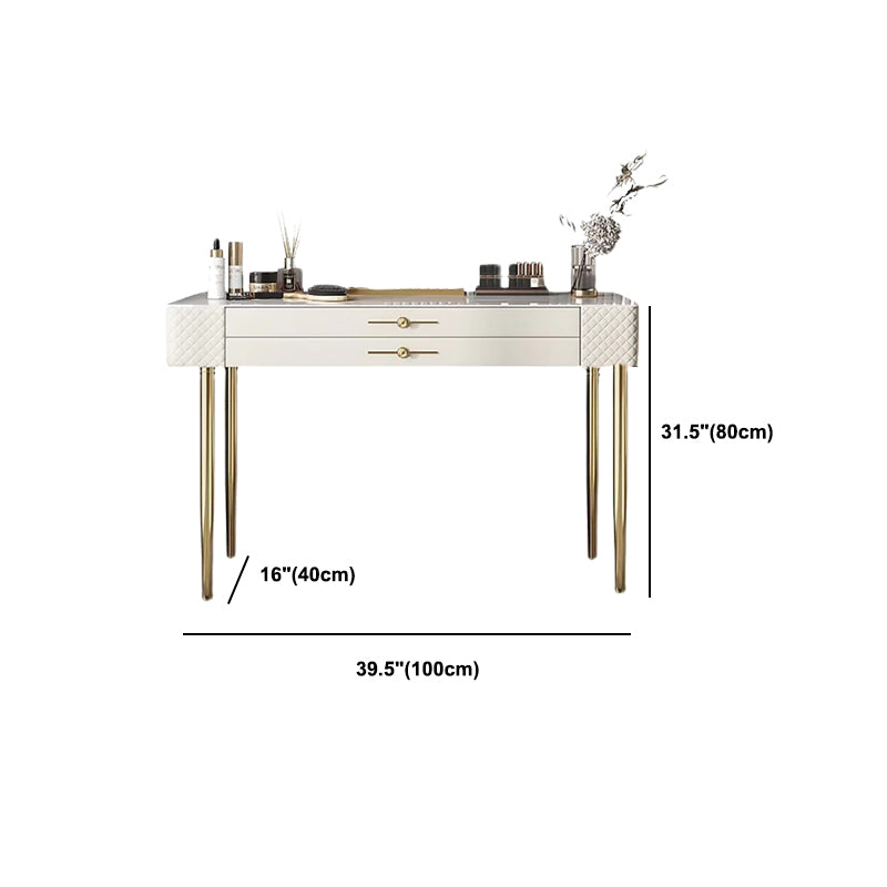 Slate Top Makeup Vanity Set with Drawer, Glam Wooden Dressing Table