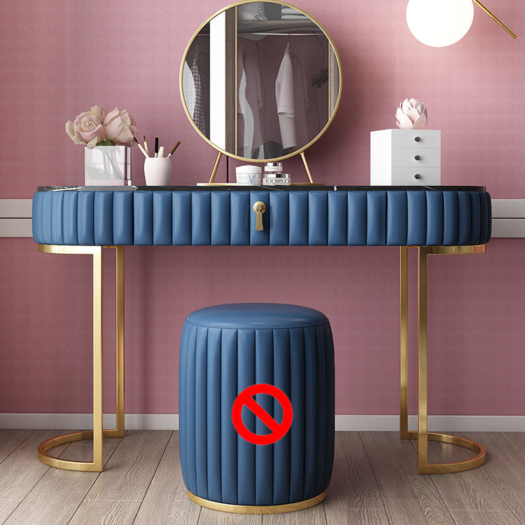 Glam Slate Top Makeup Vanity Set Blue 1 Drawer Vanity Dressing Table