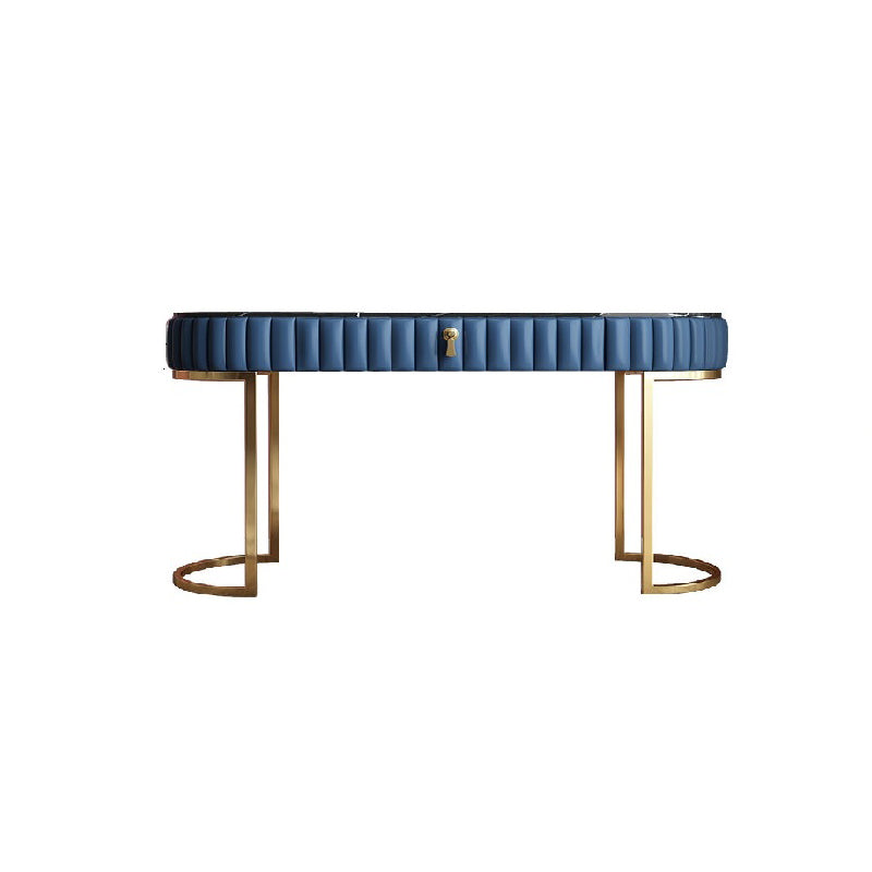 Glam Slate Top Makeup Vanity Set Blue 1 Drawer Vanity Dressing Table