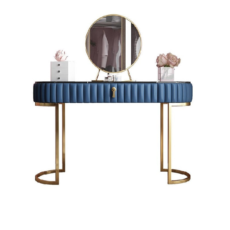Glam Slate Top Makeup Vanity Set Blue 1 Drawer Vanity Dressing Table