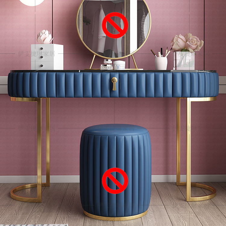 Glam Slate Top Makeup Vanity Set Blue 1 Drawer Vanity Dressing Table