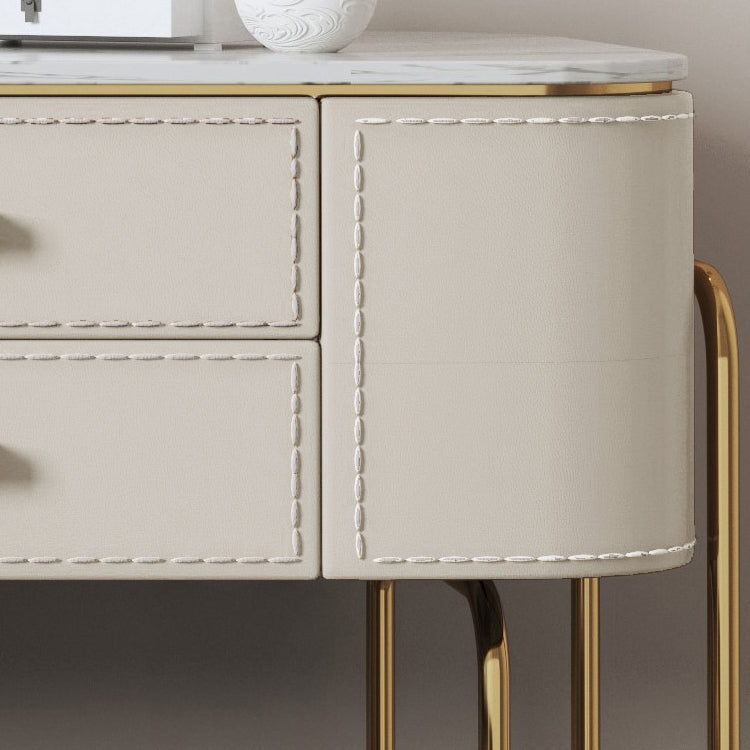 Glam Beige Makeup Dressing Table Stool Set Slate Top Vanity Tables