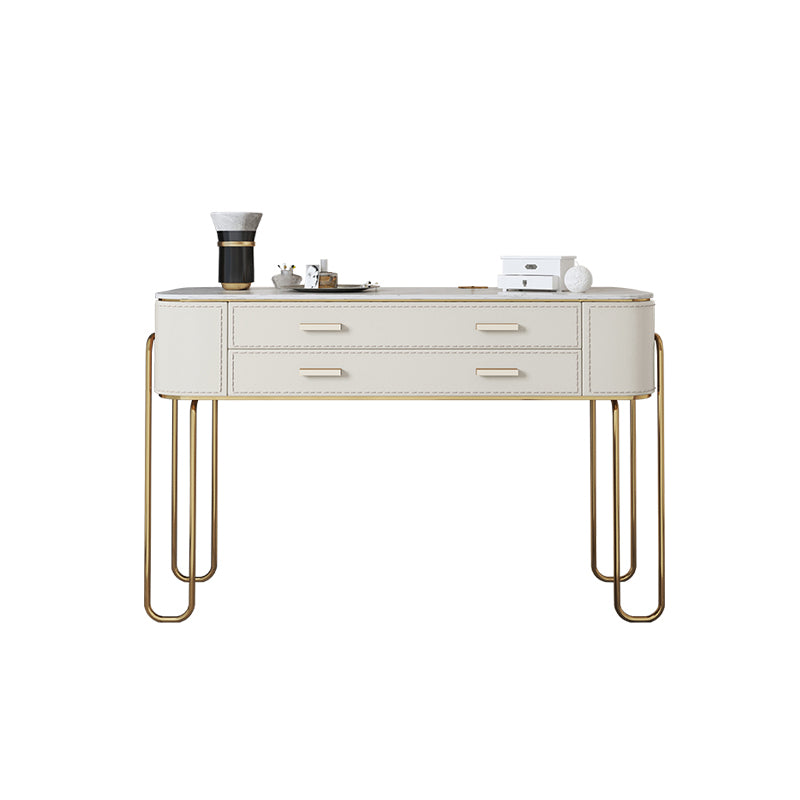 Glam Beige Makeup Dressing Table Stool Set Slate Top Vanity Tables