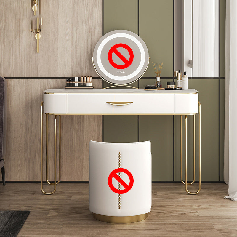 Slate Top Vanity Dressing Table Set Glam Wooden Makeup Vanity Set