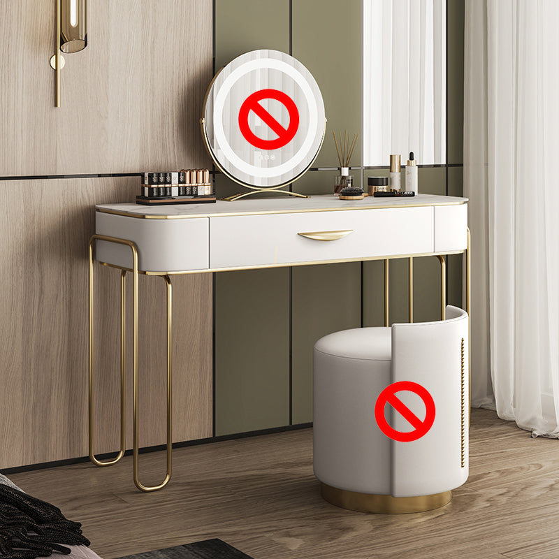 Slate Top Vanity Dressing Table Set Glam Wooden Makeup Vanity Set