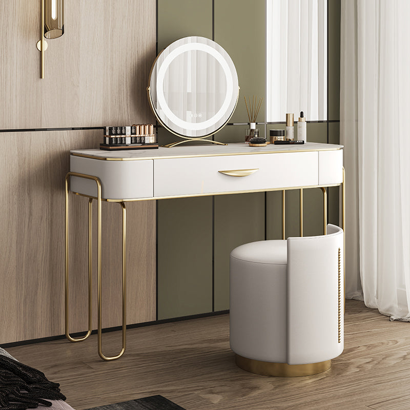 Slate Top Vanity Dressing Table Set Glam Wooden Makeup Vanity Set