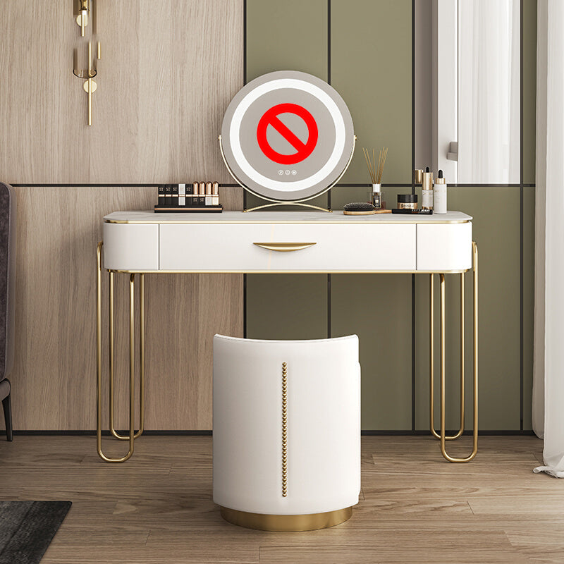 Slate Top Vanity Dressing Table Set Glam Wooden Makeup Vanity Set