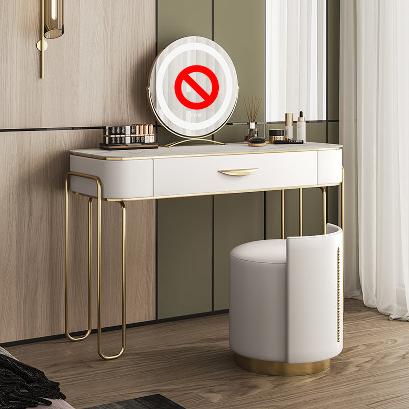 Slate Top Vanity Dressing Table Set Glam Wooden Makeup Vanity Set