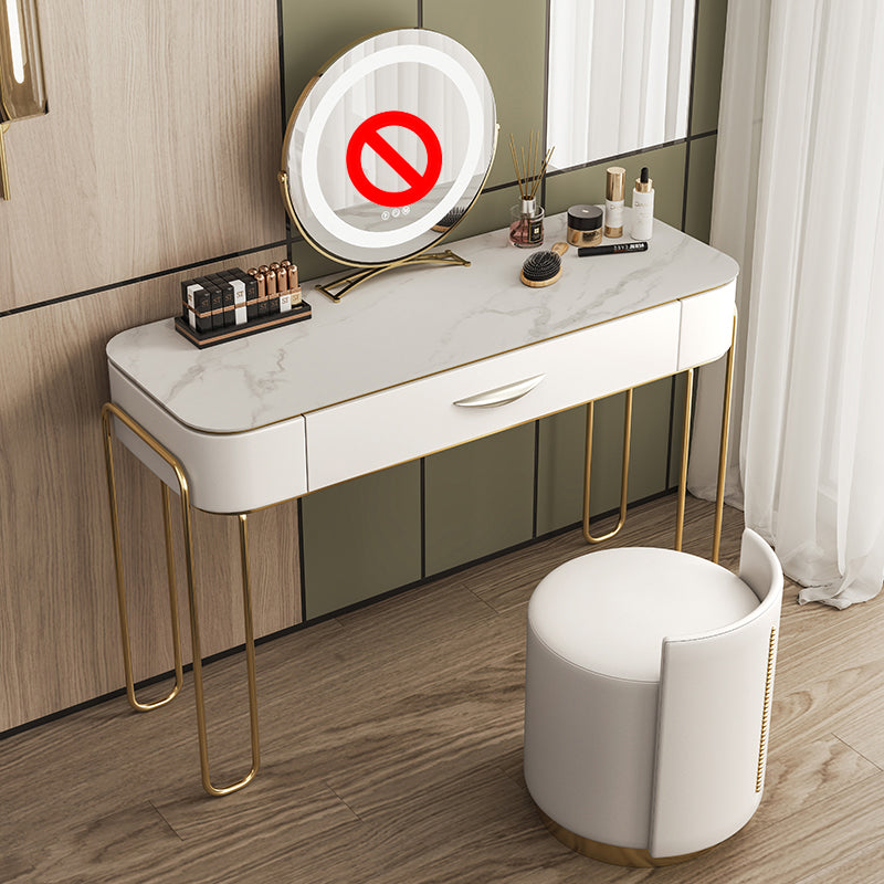 Slate Top Vanity Dressing Table Set Glam Wooden Makeup Vanity Set