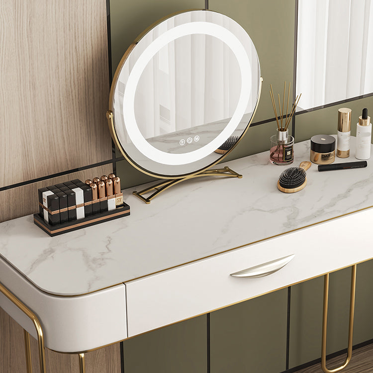 Slate Top Vanity Dressing Table Set Glam Wooden Makeup Vanity Set