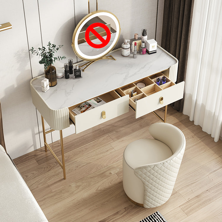 Glame Makeup Counter with Slate Top, Beige Vanity Dressing Table