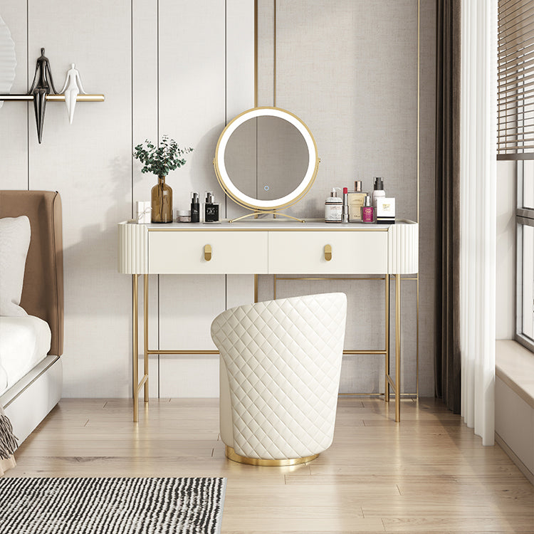 Glame Makeup Counter with Slate Top, Beige Vanity Dressing Table