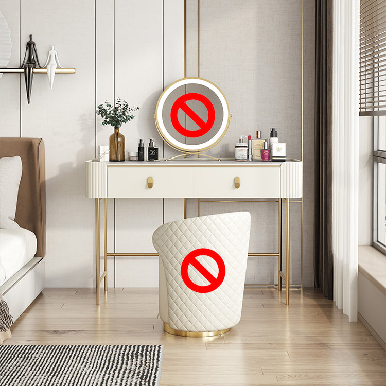 Glame Makeup Counter with Slate Top, Beige Vanity Dressing Table