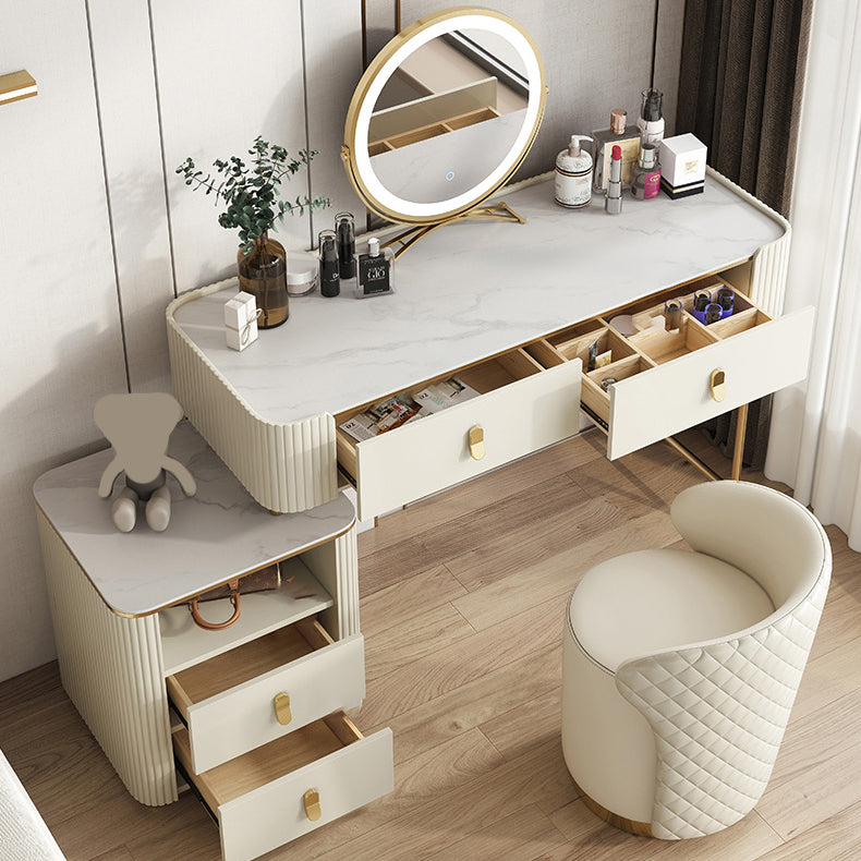 Glame Makeup Counter with Slate Top, Beige Vanity Dressing Table