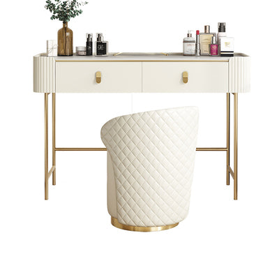 Glame Makeup Counter with Slate Top, Beige Vanity Dressing Table