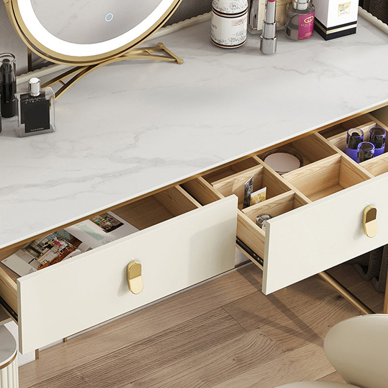 Glame Makeup Counter with Slate Top, Beige Vanity Dressing Table