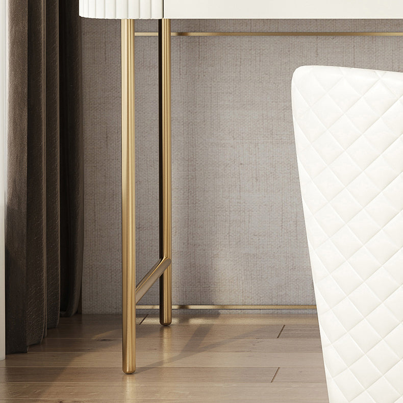 Glame Makeup Counter with Slate Top, Beige Vanity Dressing Table