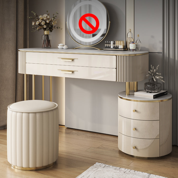 Glam Slate Top Make-up Vanity Wooden 5-Drawers Vanity Dressing Table