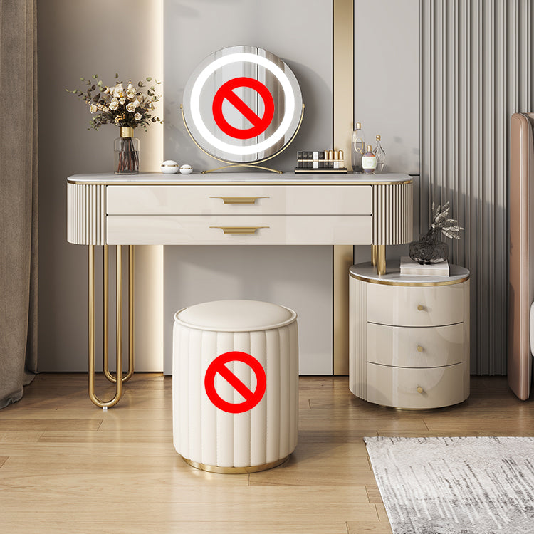 Glam Slate Top Make-up Vanity Wooden 5-Drawers Vanity Dressing Table