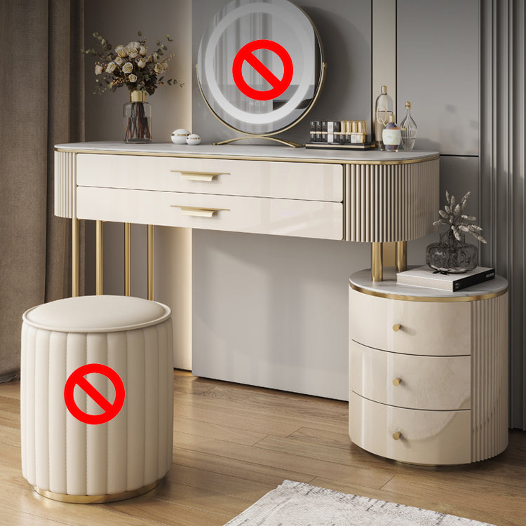 Glam Slate Top Make-up Vanity Wooden 5-Drawers Vanity Dressing Table
