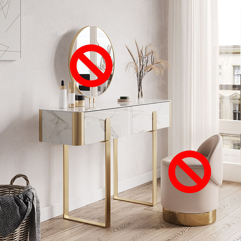 Glam Slate Top Vanity Table 2-Drawer Vanity Dressing Table Set