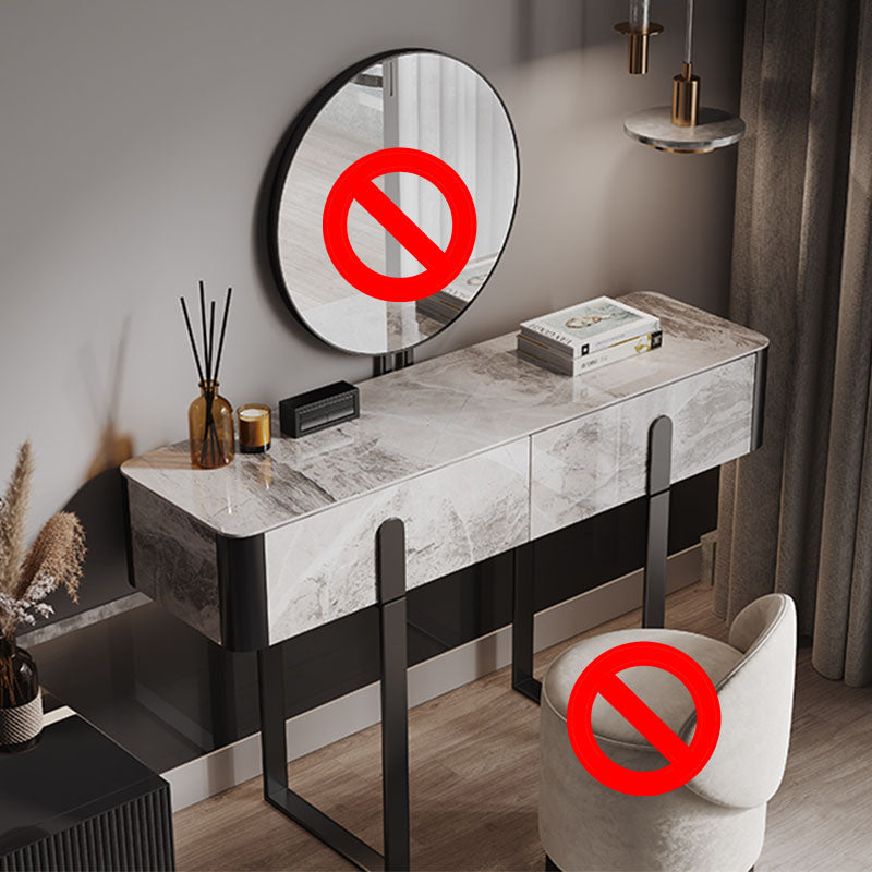 Glam Slate Top Vanity Table 2-Drawer Vanity Dressing Table Set