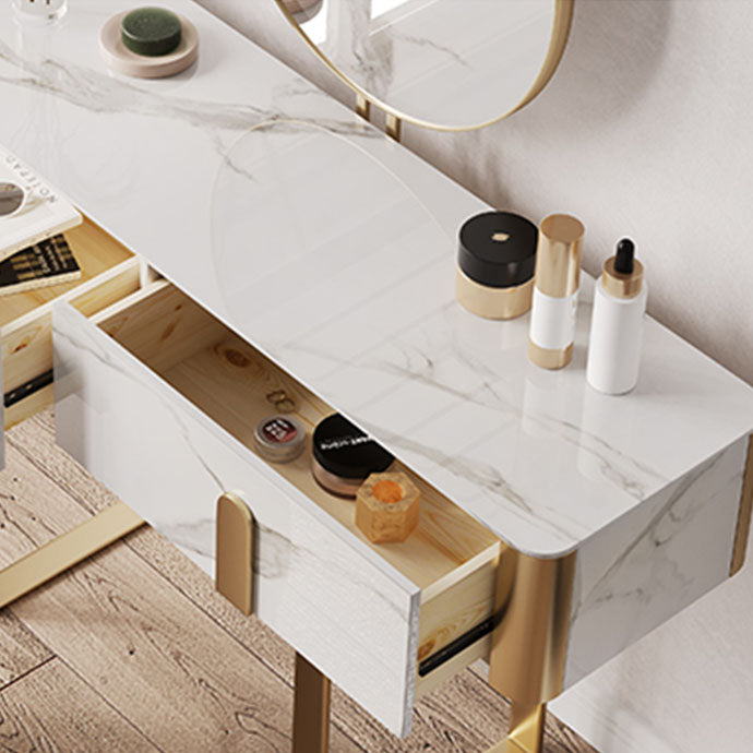 Glam Slate Top Vanity Table 2-Drawer Vanity Dressing Table Set