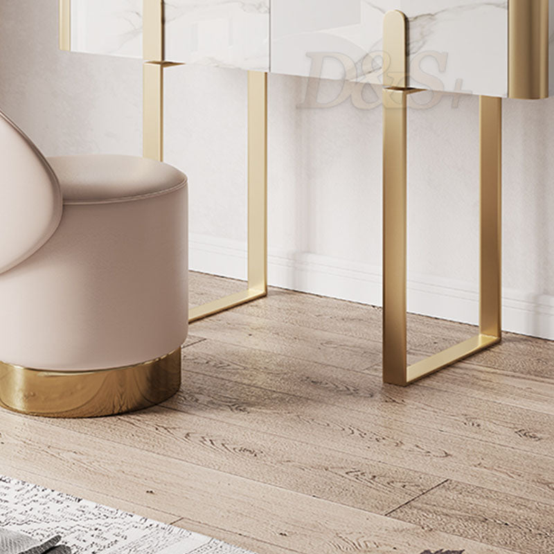 Glam Slate Top Vanity Table 2-Drawer Vanity Dressing Table Set