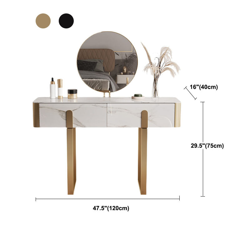 Glam Slate Top Vanity Table 2-Drawer Vanity Dressing Table Set
