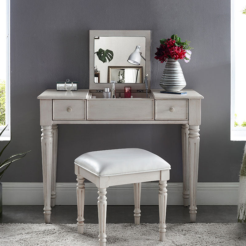 Traditional Vanity Dressing Table Solid Wood 2-Drawer Makeup Vanity Desk