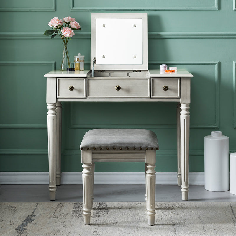 Traditional Vanity Dressing Table Solid Wood 2-Drawer Makeup Vanity Desk