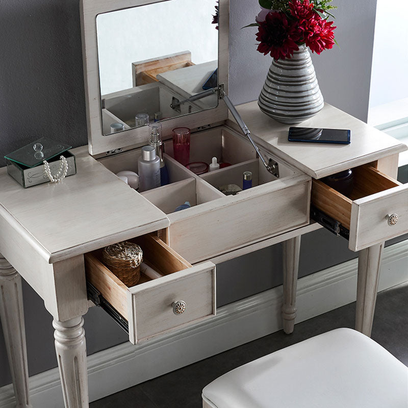Traditional Vanity Dressing Table Solid Wood 2-Drawer Makeup Vanity Desk