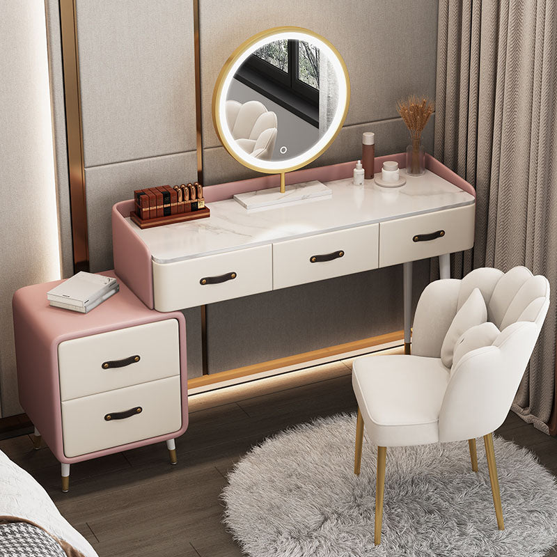 Glam Make-up Vanity Slate Top Vanity Dressing Table Set with Drawers