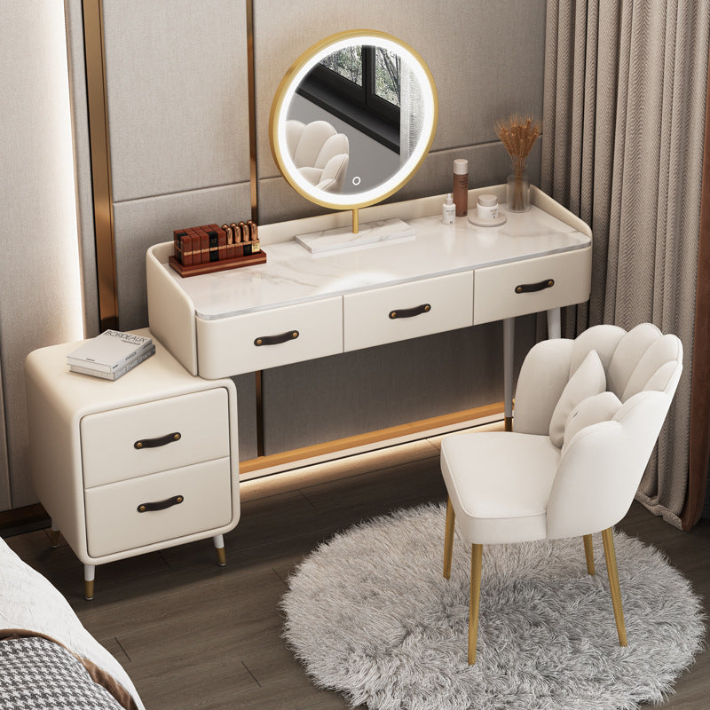 Glam Make-up Vanity Slate Top Vanity Dressing Table Set with Drawers