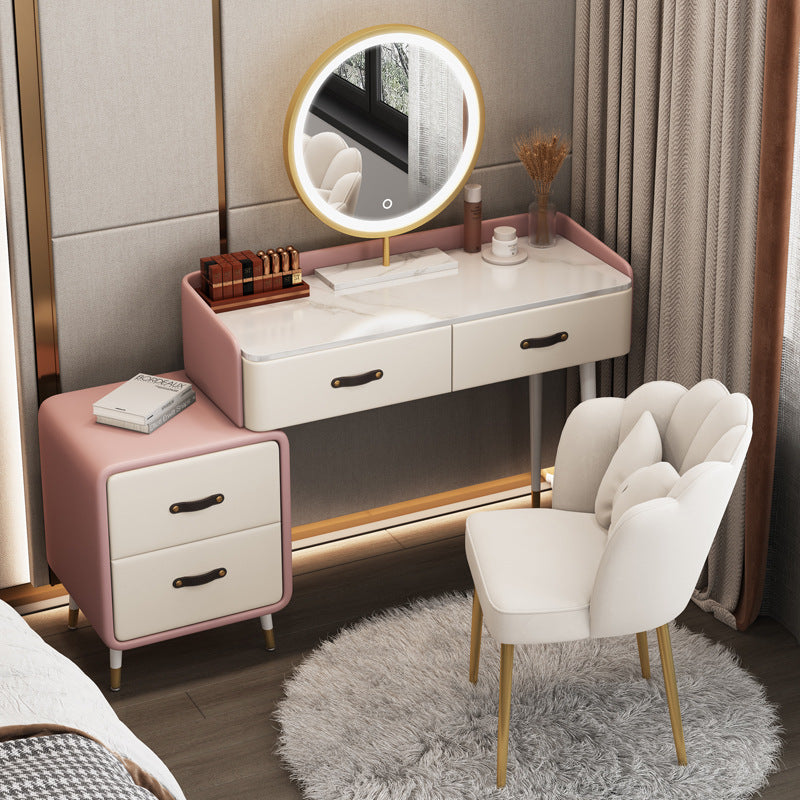 Glam Make-up Vanity Slate Top Vanity Dressing Table Set with Drawers