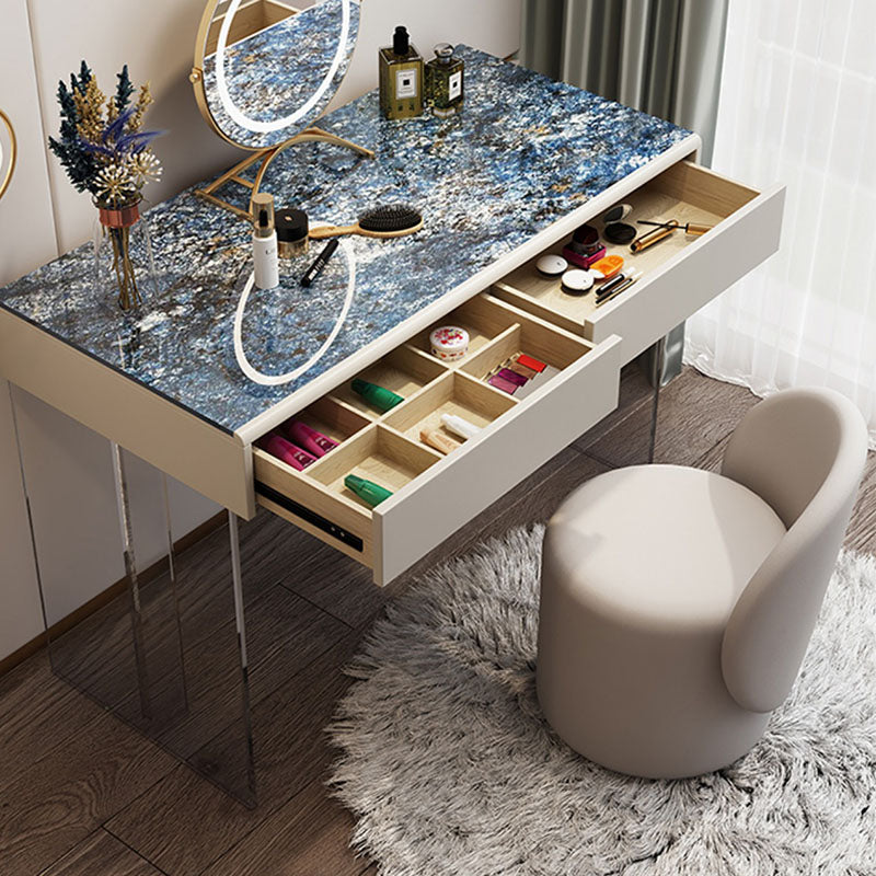 Contemporary 2-Drawer Vanity Dressing Table Slate Top Make-up Vanity