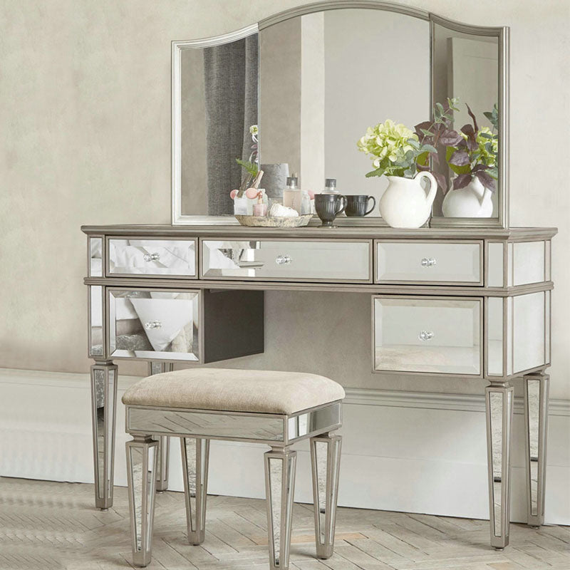 Solid Wood Vanity Dressing Table Set Contemporary Makeup Counter with Drawers