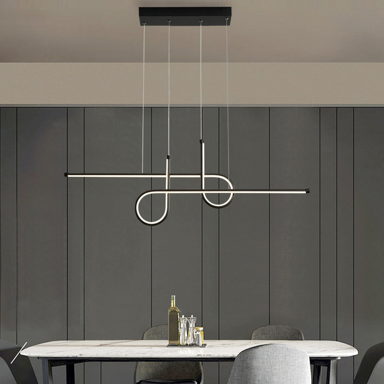 Modern Simplicity LED Island Light Linear 2-Light Pendant Light with Silicone Shade