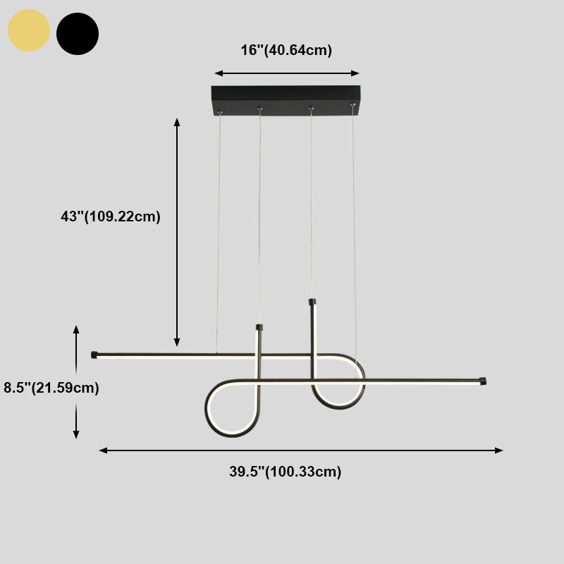 Modern Simplicity LED Island Light Linear 2-Light Pendant Light with Silicone Shade