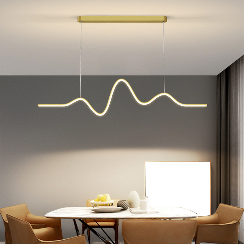 Modern Minimalist Acrylic Island Light Linear 1-Light Hanging Lamp for Dining Room
